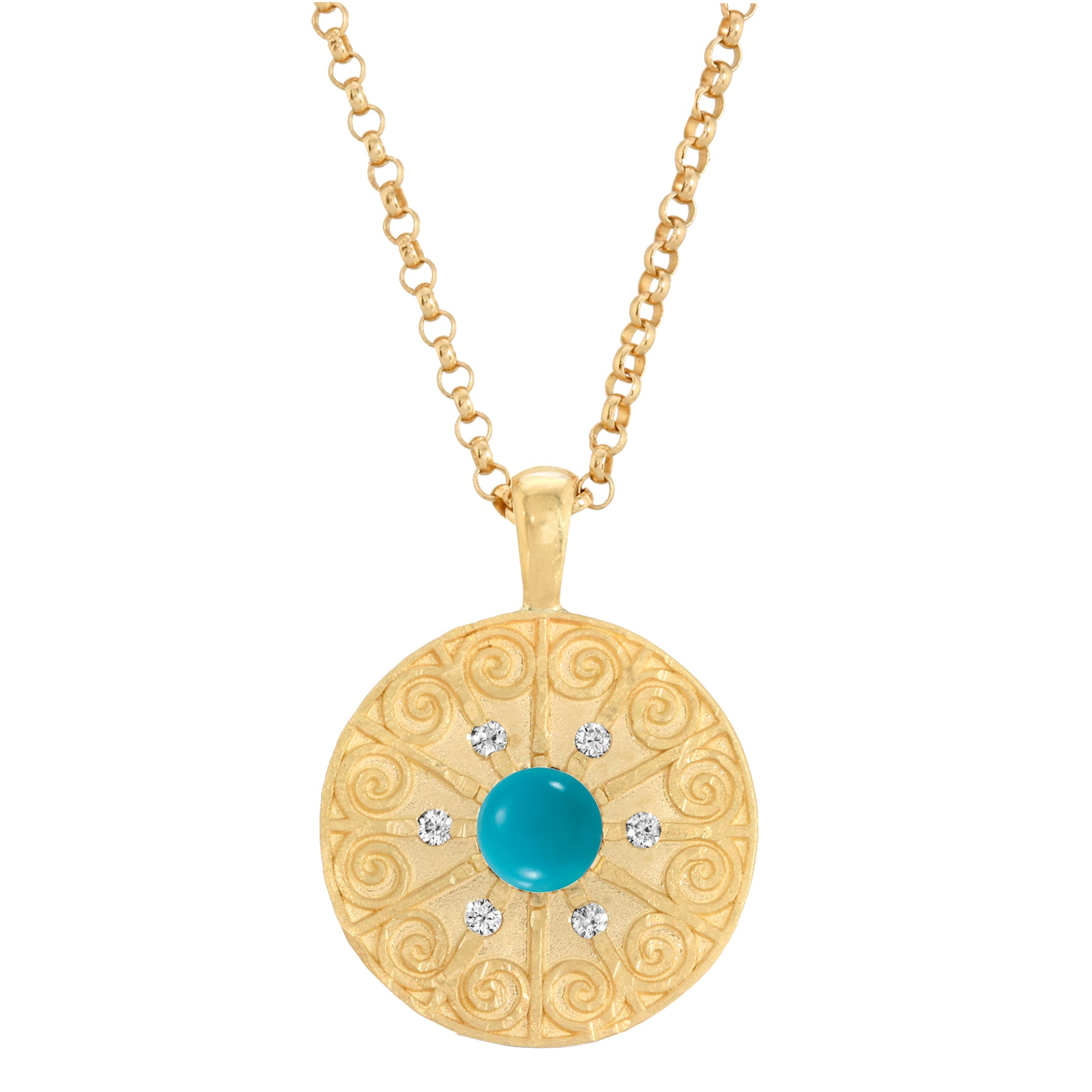 La Rioja Amor Turquoise Medallion on Rolo Chain
