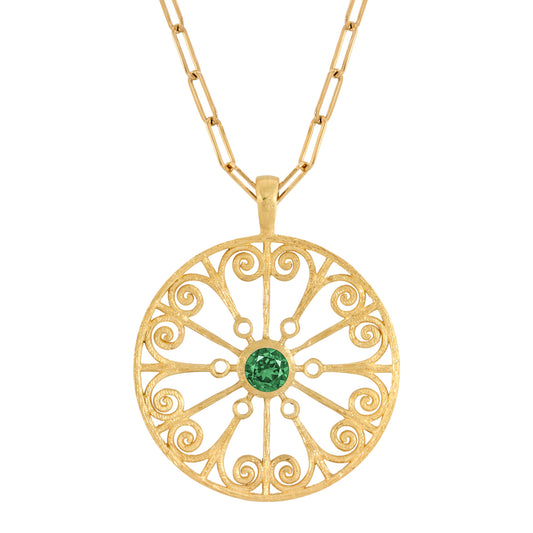 La Rioja Emerald Open Medallion with Paperclip Chain