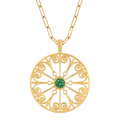La Rioja Emerald Open Medallion with Paperclip Chain