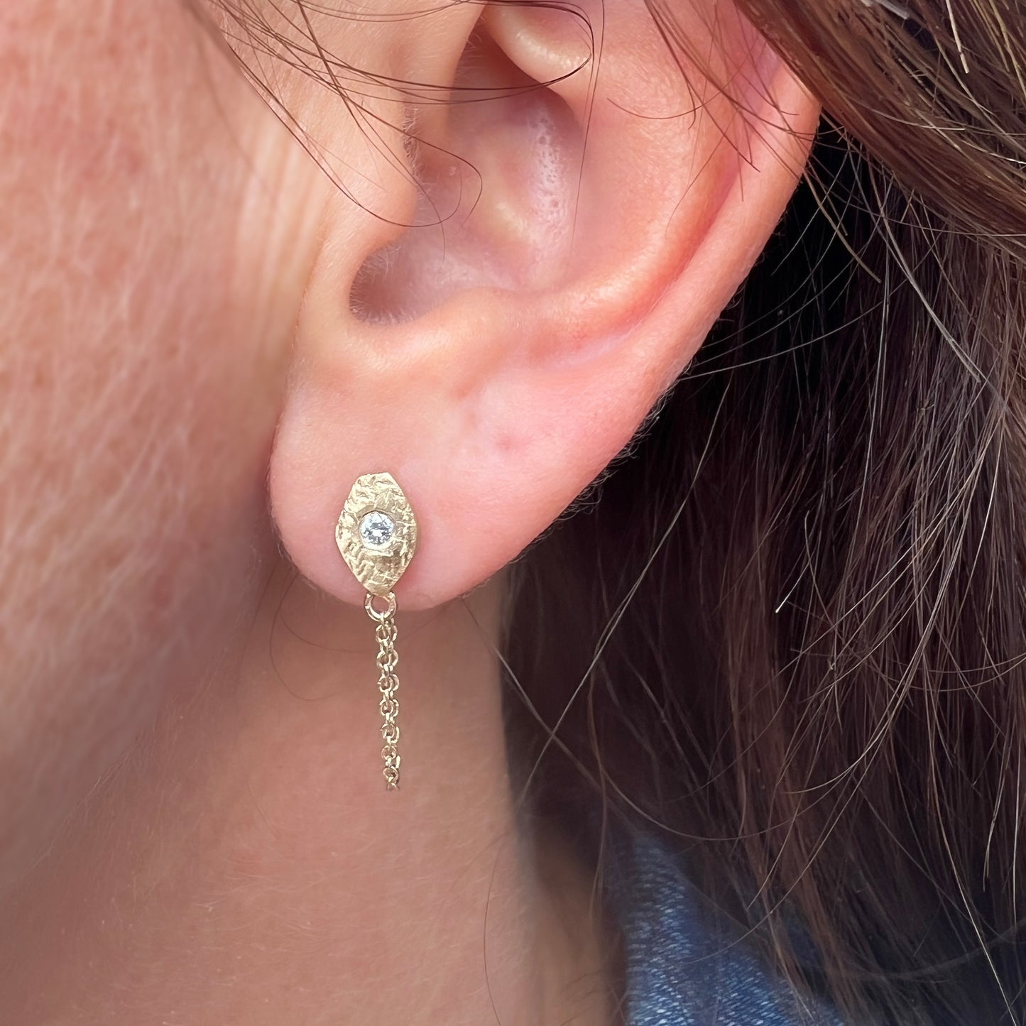 Tiny Santos Chain Earrings on Model