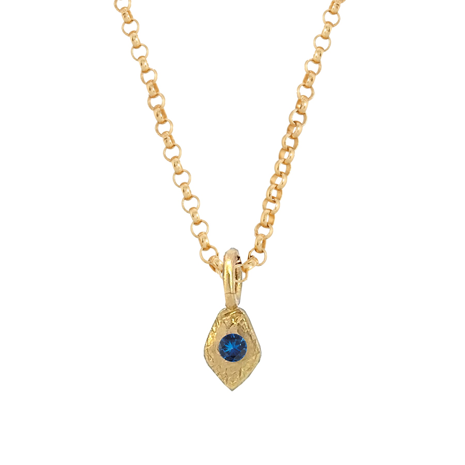 Tiny Santos Charm with sapphire on rolo chain