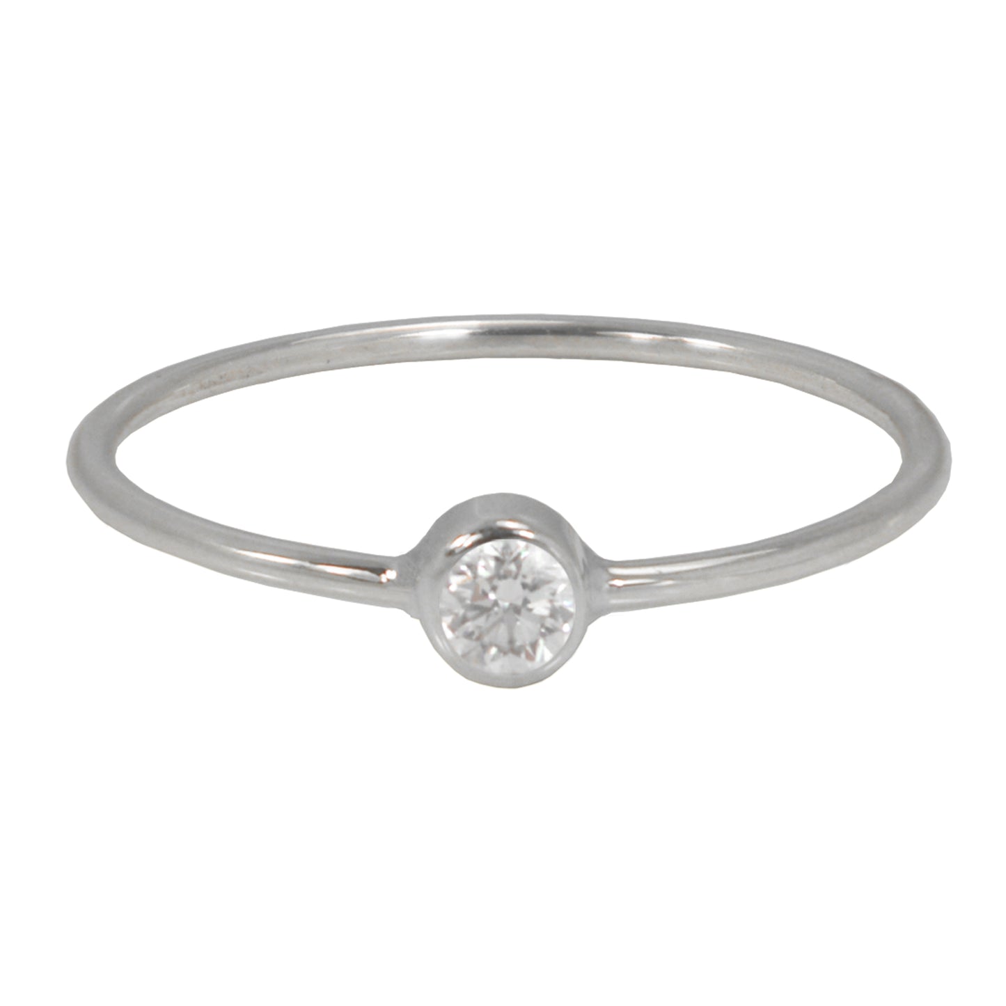 Diamond Bezel Ring in White Gold