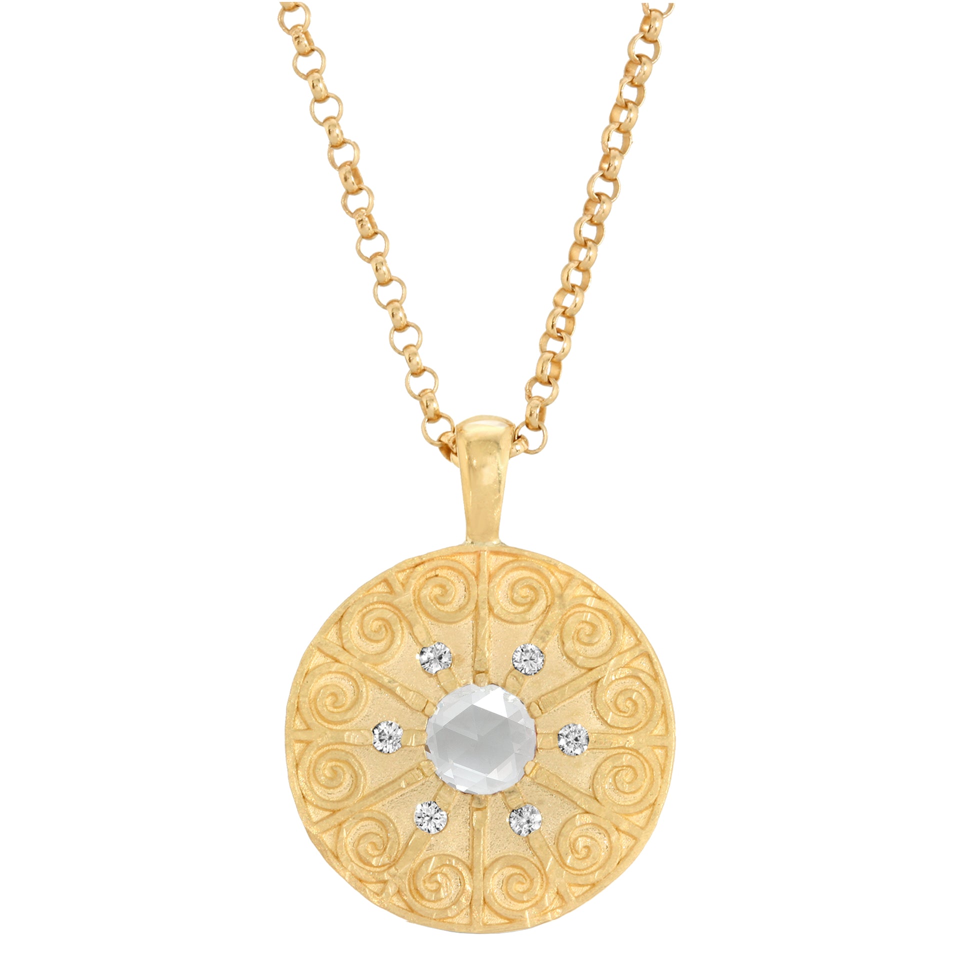 La Rioja Amor Rose Cut Diamond Medallion with Rolo Chain