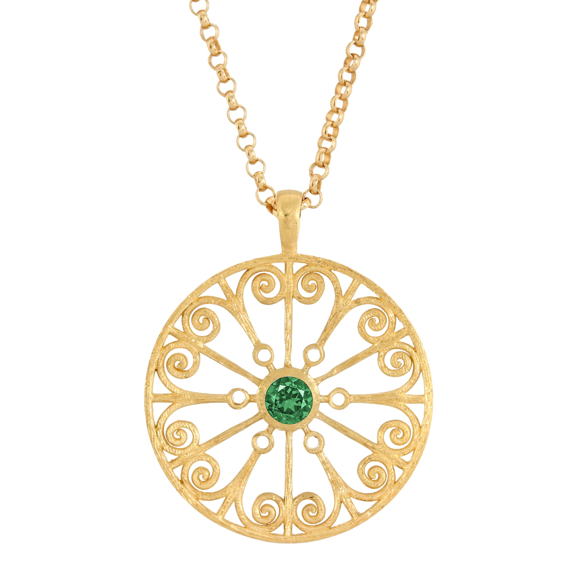 La Rioja Emerald Open Medallion with Rolo Chain