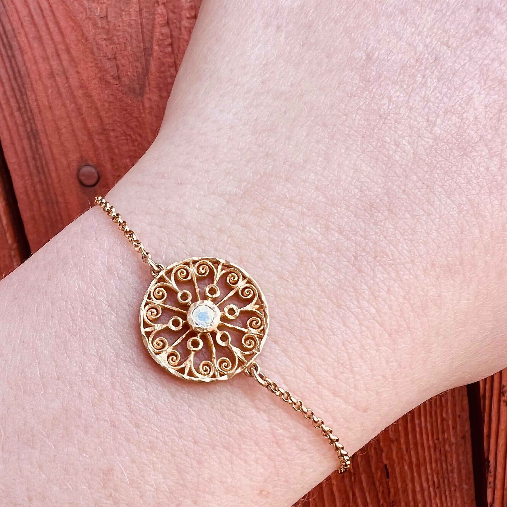 Open Medallion Bracelet on model