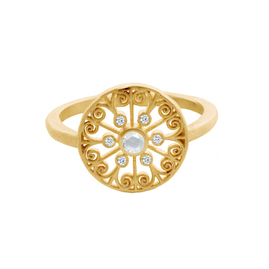 Open Medallion Ring with Rose Cut Diamond