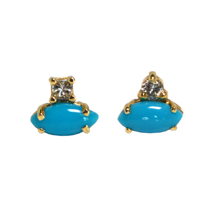 Turquoise and Diamond Studs