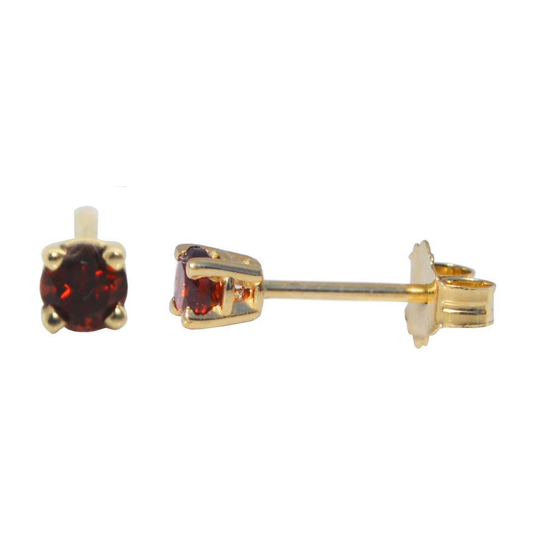 Santos garnet studs side view and front view